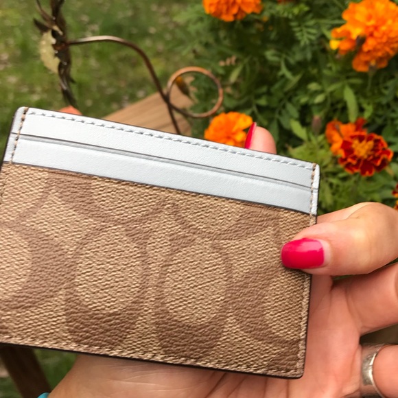 ⛔️SOLD⛔️Authentic COACH leather sv/khaki blue cd - Picture 4 of 5